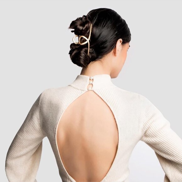French Twist Claw Clip Gold Metal Loop Hair Accessory for Elegant Styles main image 5